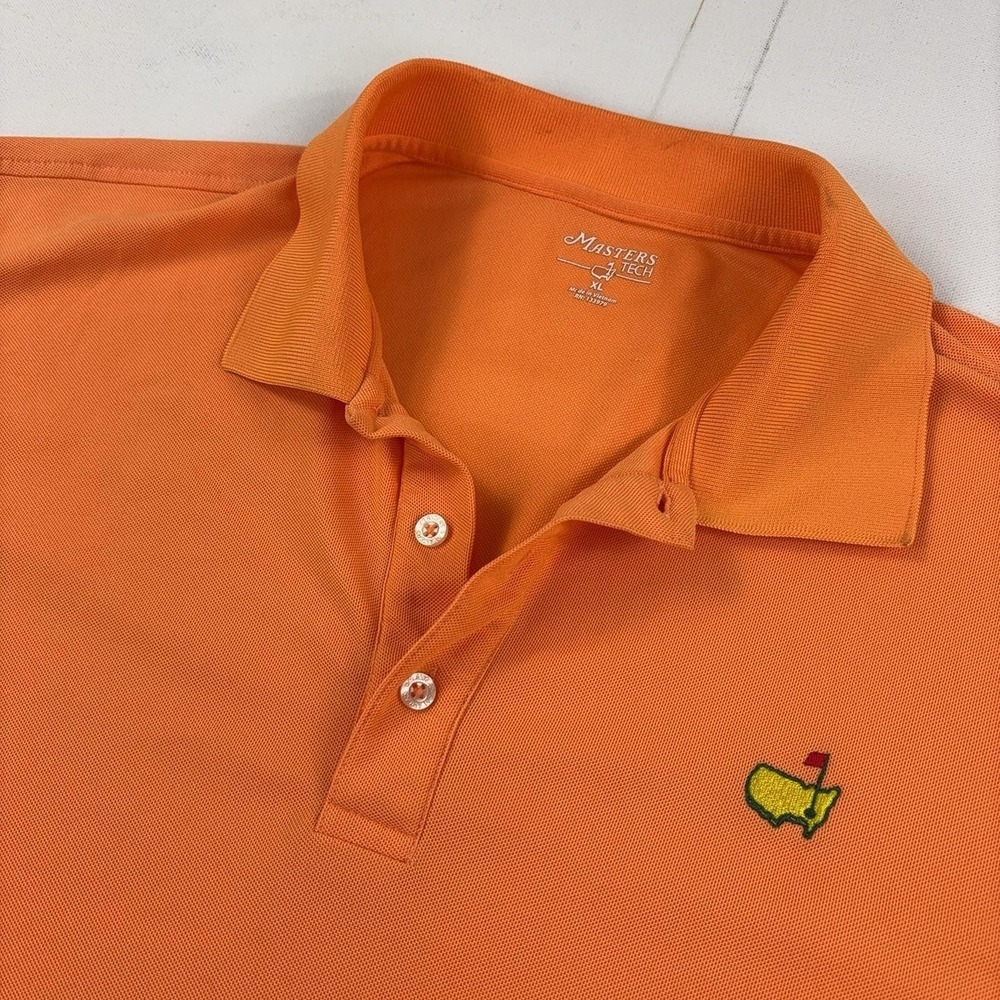 Masters Tech Golf Polo Shirt Mens XL Orange Performance Augusta National Logo